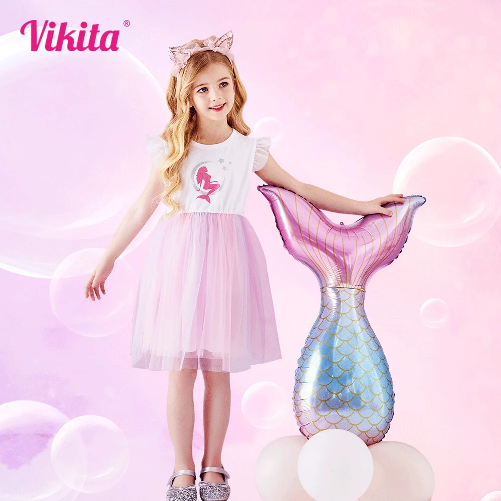 VIKITA/платье-пачка с блестками и русалочкой для девочек Бальное платье выступлений