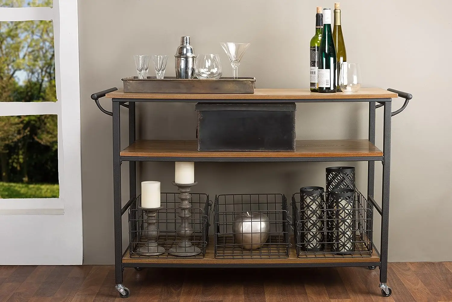 

Studio Lancashire Wood and Metal Kitchen Cart, Brown