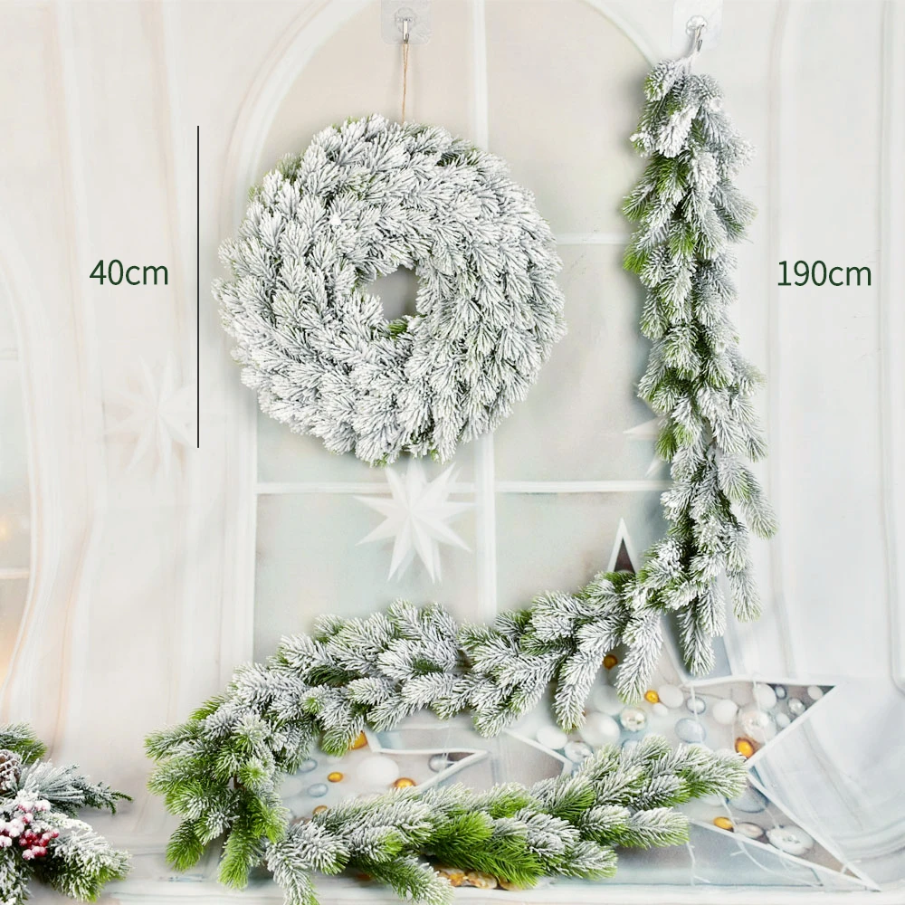 

1.9M Christmas Decor Rattan Artificial Flower Tree Ornament Outdoor Garland Wreath Pendant Xmas Party Supplies home accessories