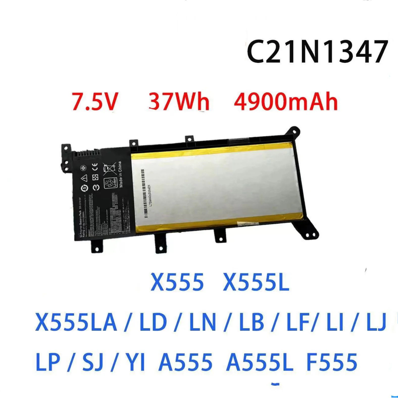 Фото C21N1347 X555L Аккумулятор для ноутбука Asus X555LA X555 X555LD X555LN A555L K555L Y583LD W519LD K555LD K555LA R556L VM590L Series 2IC №1