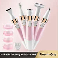 5in1 women shaver washable nostril epilator eyebrow armpit facial nose shaving hair removal electric razor intimate zone trimmer