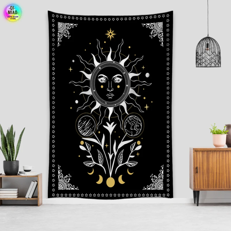 Солнце гобелен с Луной психоделическая настенная подвесная кавайная домашняя