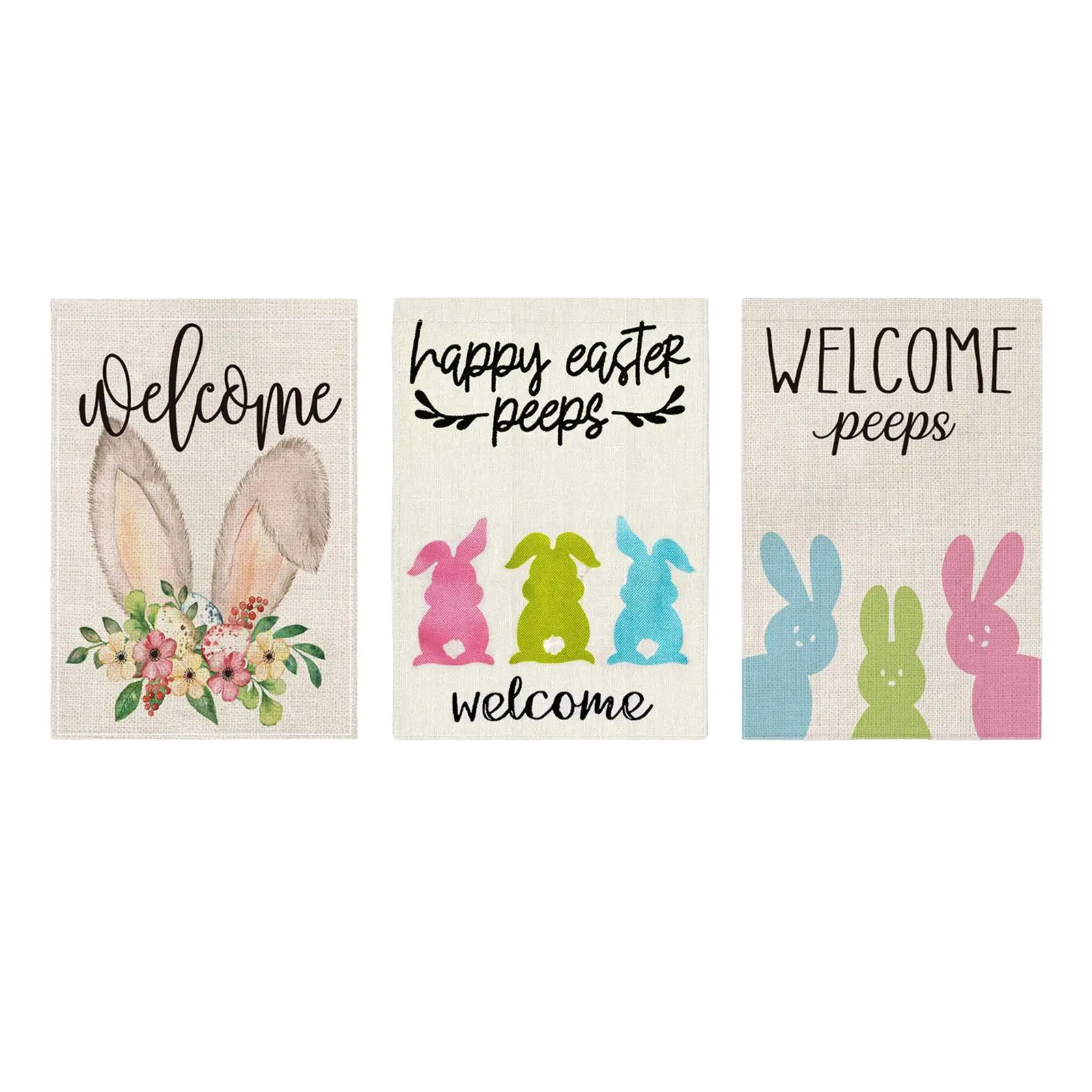 

Баннер с пасхальным кроликом для сада, яркие украшения, 11,81x17,72 дюймов, льняной баннер для двора, улицы, праздника, дома