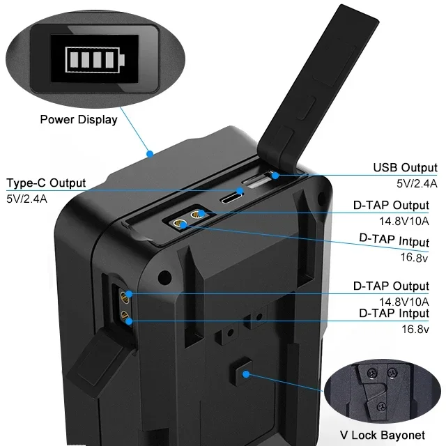 148wh V Mount Battery Lock для видеосъемки аналогично порту Type-C и D-TAP