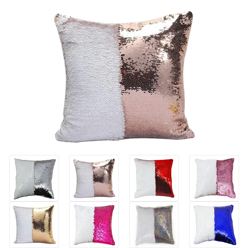 Bubble Kiss Sequin Pillow Covers 40x40CM Mermaid Light Gold Flip Glitter Reversible Personalized Sublimation Blanks DIY Print