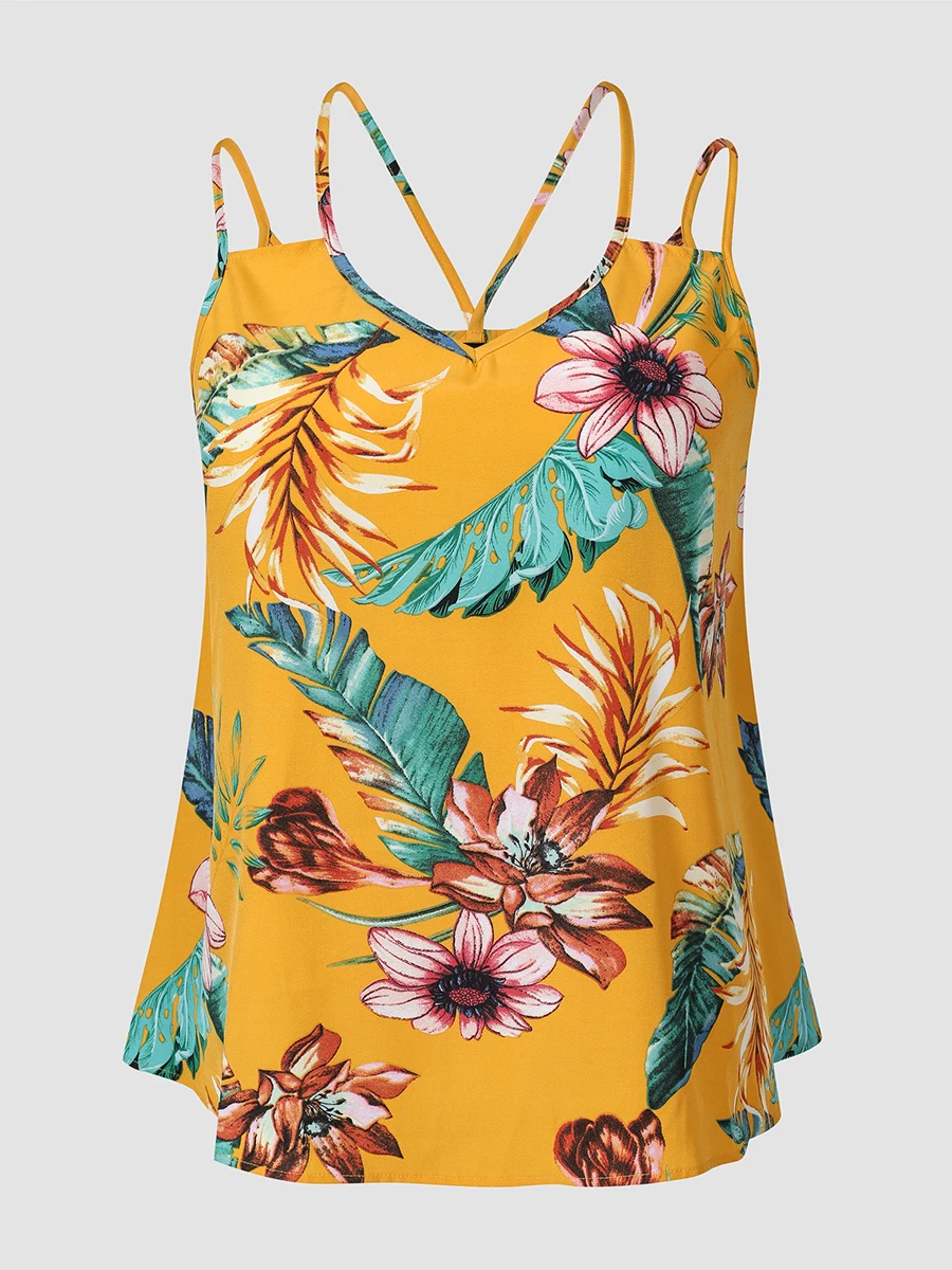 Finjani Plus Size Women Cami Top 2022 All Over Print Tank Tops Stylish Multi-Color Optional Top