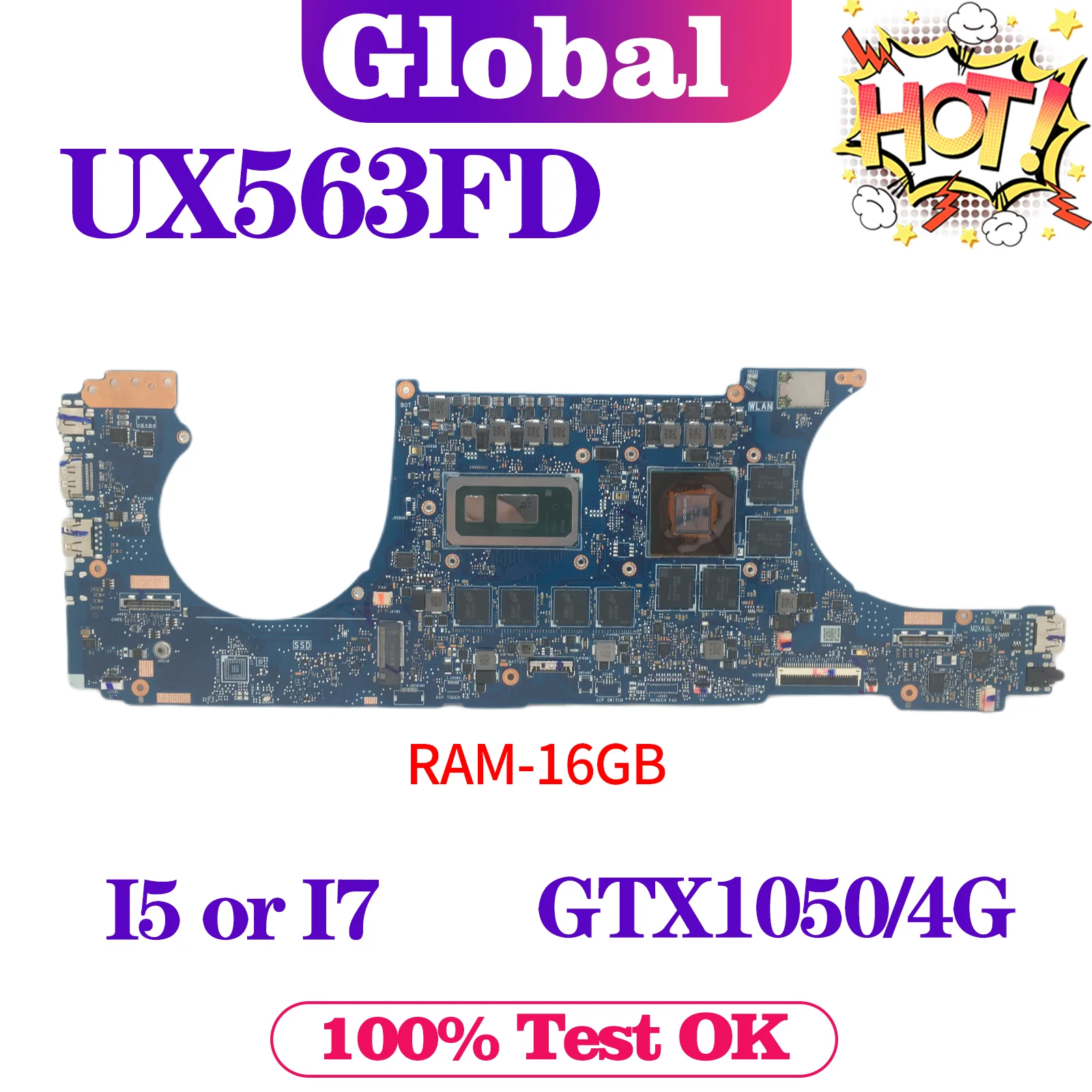 

UX563F Mainboard For ASUS Zenbook Flip 15 UX563 UX563FD BX563FD RX563FD Laptop Motherboard i5-10210U i7-10510U GTX1050/4G 16GB