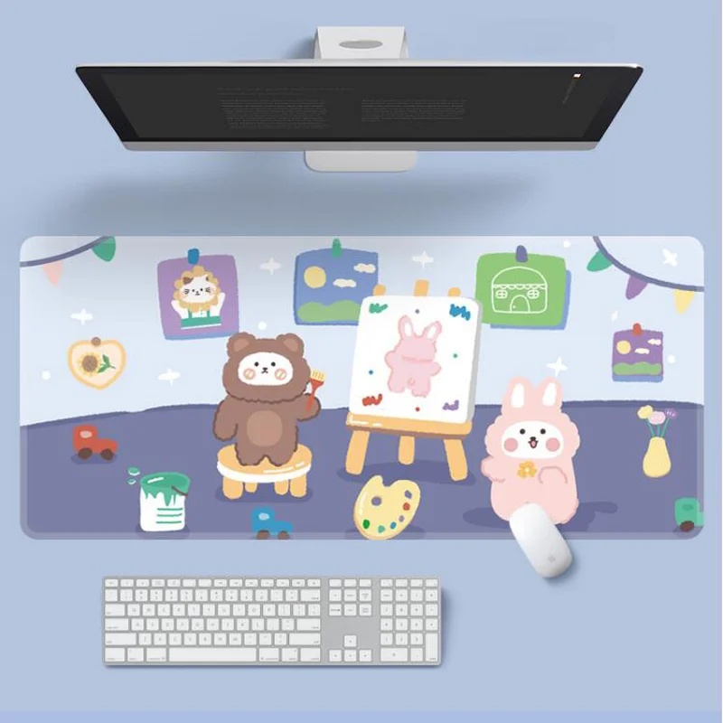 

900x400 Kawaii Mouse Pad XXL Computer Mat Keyboard Pad Office Mousepad Desktop Table Desk Mat Girls Cute Desk Accessories