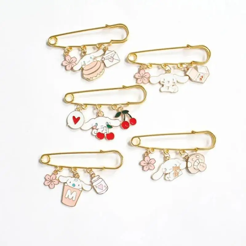 

Kawaii Sanrioed Cinnamoroll Women's Brooch Gender Pin-Fixed Clothes Anti-Glare Pin All-Match Accessories Toys for Girls