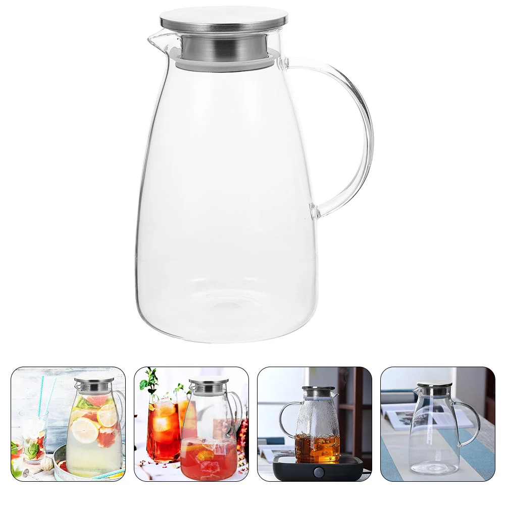 

Pitcher Water Tea Jug Jar Hot Cold Container Lid Infuser Iced Resistant Heat Ice Large Dispenser Countertop Beverage
