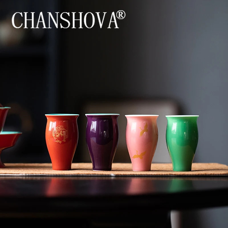 

CHANSHOVA 40ml Vase shape Court Retro Traditional Chinese Style Tea cup Ceramic Teacup Coffee cup China Porcelain Tea set C019