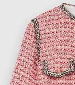 

Women O-Neck Tweed Plaid Coat Ladies Coat Stitching Single Breasted Outwear Tops with Sashes 2022 Spring new