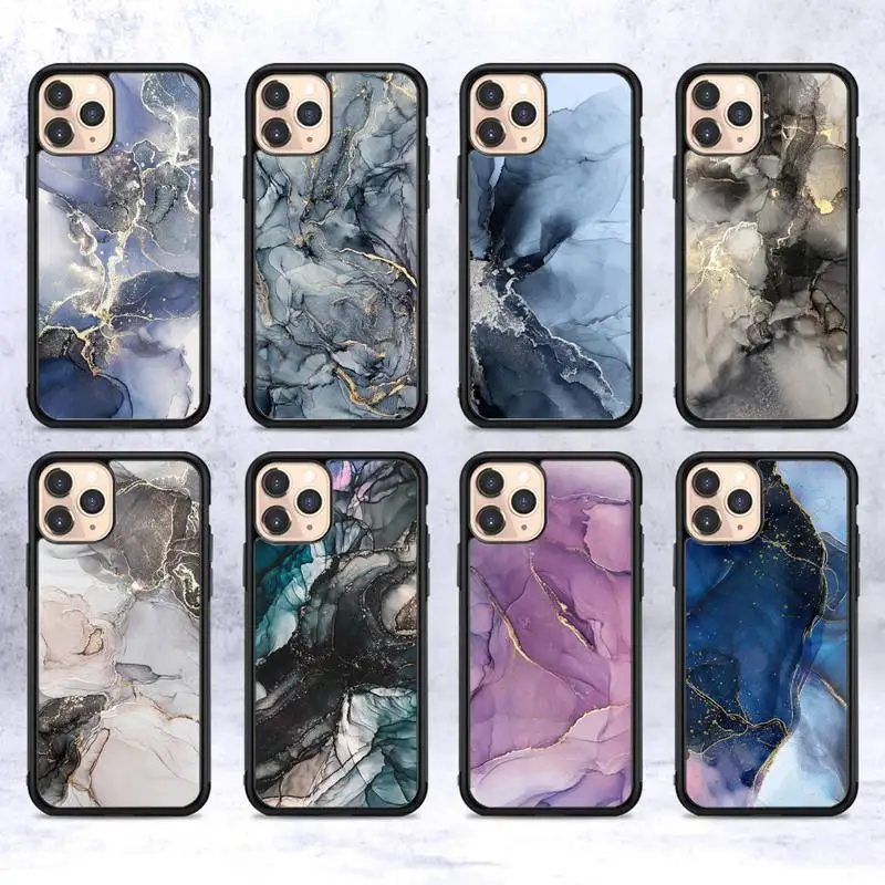 

YNDFCNB Marble Phone Case Silicone PC+TPU Case for iPhone 11 12 13 Pro Max 8 7 6 Plus X SE XR Hard Fundas