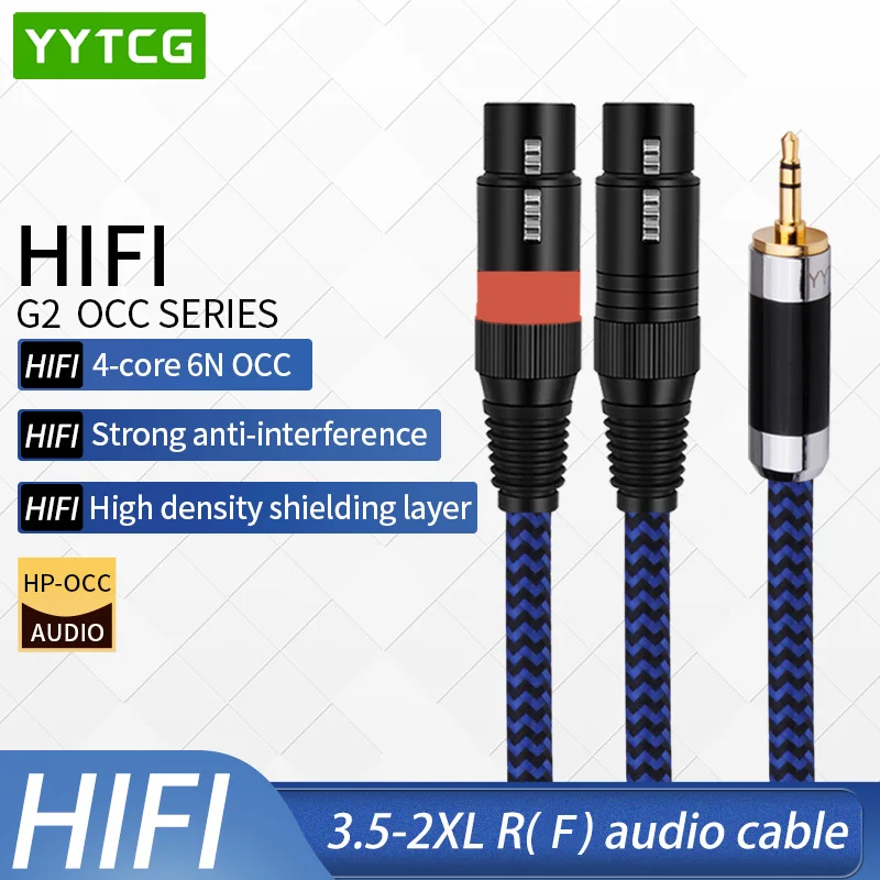 

XLR Cable OCC Aux audio Cable 3.5mm Stereo Jack Male to Dual XLR Female for Mobile Phone Players to Connect to Mixer Amplifiers