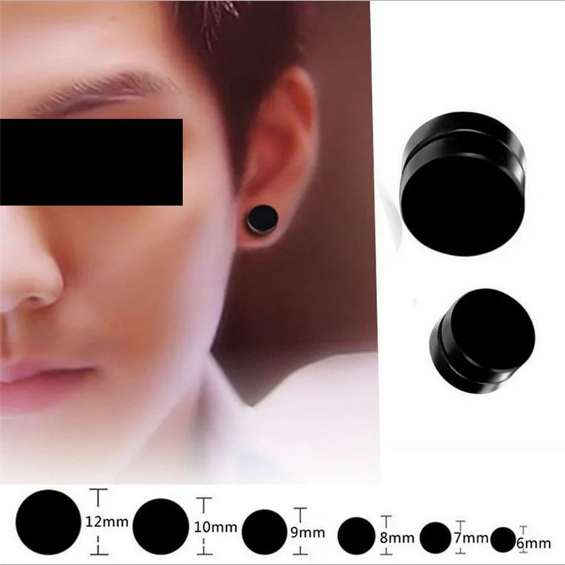 

Fashion Dumbbell Earrings Titanium Steel Male And Female Simple Ear Clip Magnet Fake Stud Earrings Korea Jewelry
