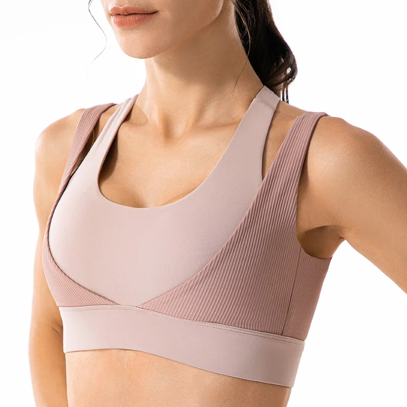 

High intensity sports underwear, women's shockproof running bra, autumn and winter gym, back Yoga suit, vest bra