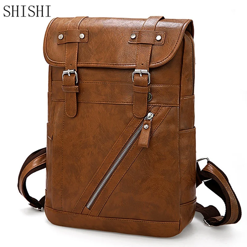 Travel PU Leather Backpack Men Waterproof Bag Large Capacity Back Pack Fashion Male Laptop Backpacks Casual Bags For Men