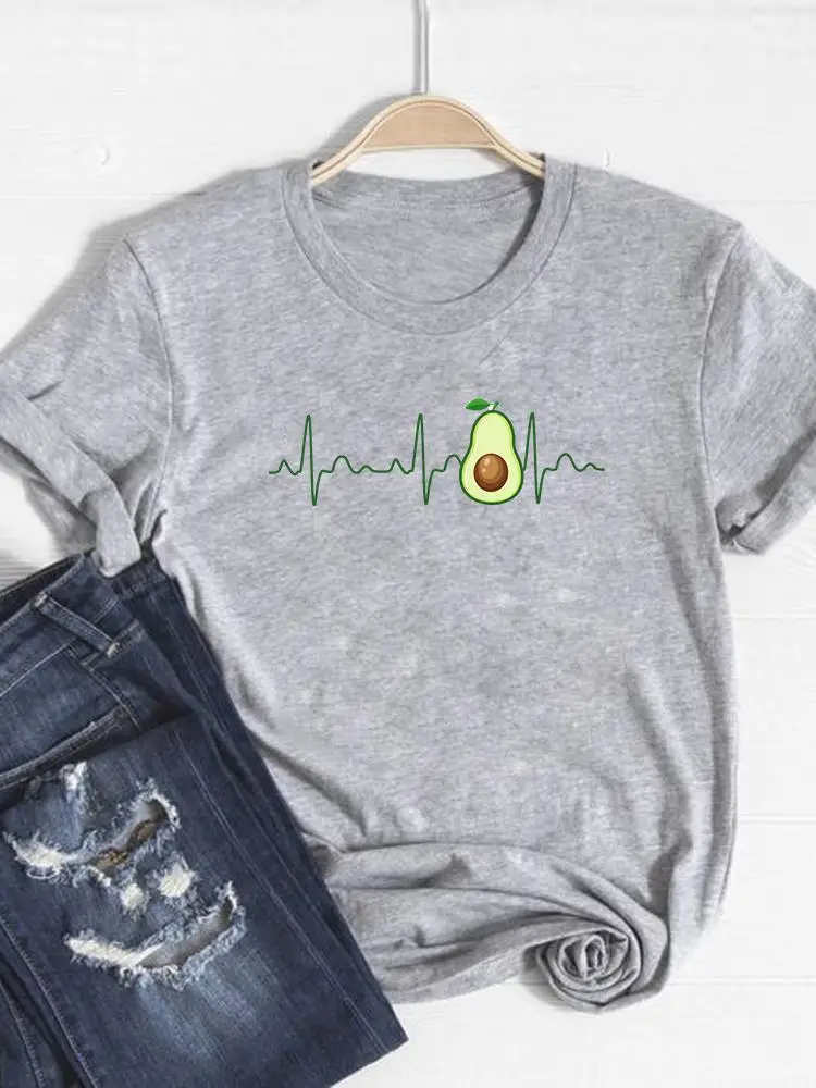 

Футболка в стиле 90-х с графическим принтом авокадо, футболка с коротким рукавом, летняя одежда, женская одежда, модная базовая футболка