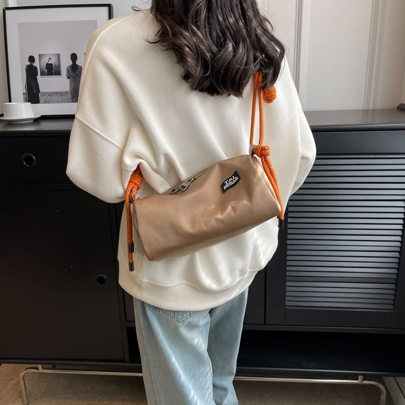 Fashion Women Shoulder Bags Casual Canvas Crossbody Bag Brand Designer Youth Messenger Bag Simple Solid Color Nylon Handbags Sac