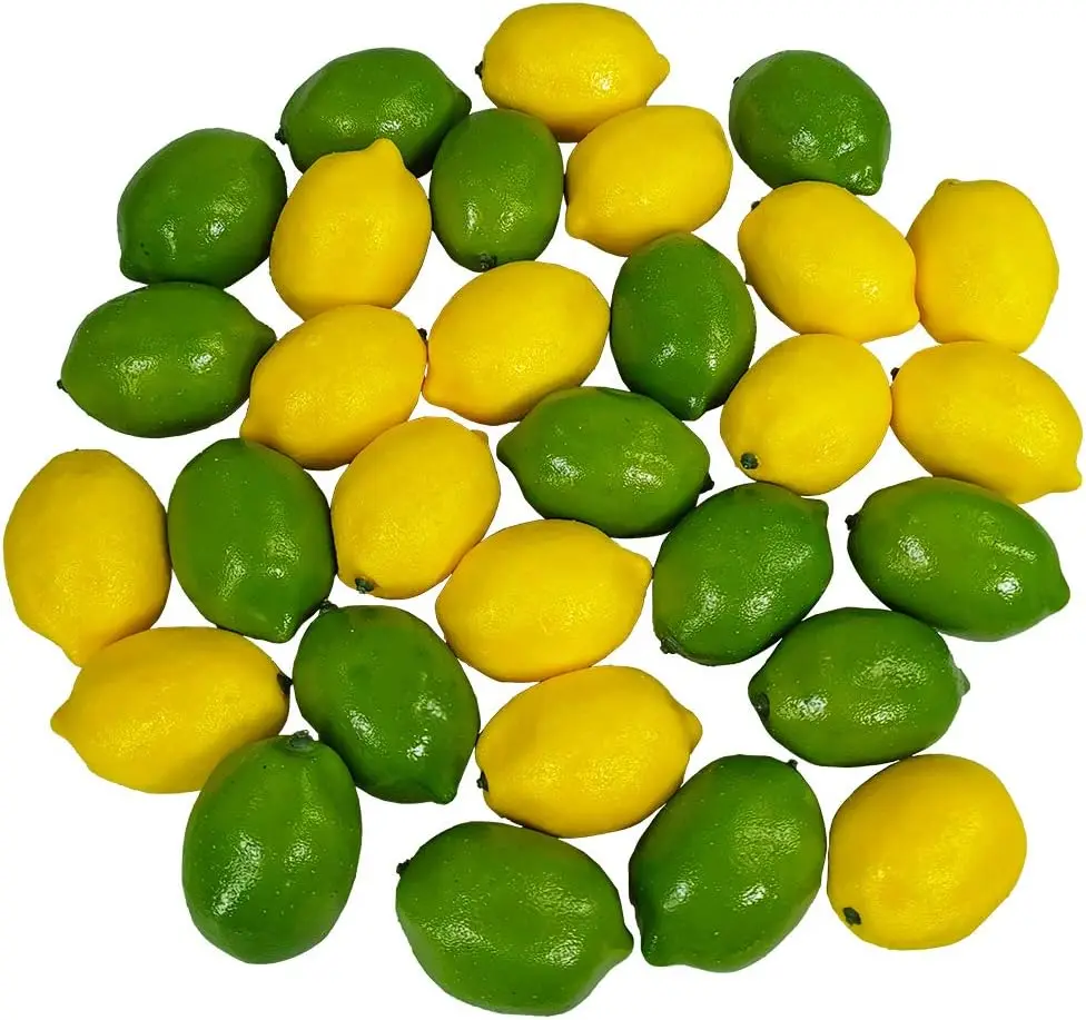 

28 PCS Artificial Lemons and Limes Fake Fruit Lemons Lifelike Simulation Lemon for Home House Kitchen Party Decoration