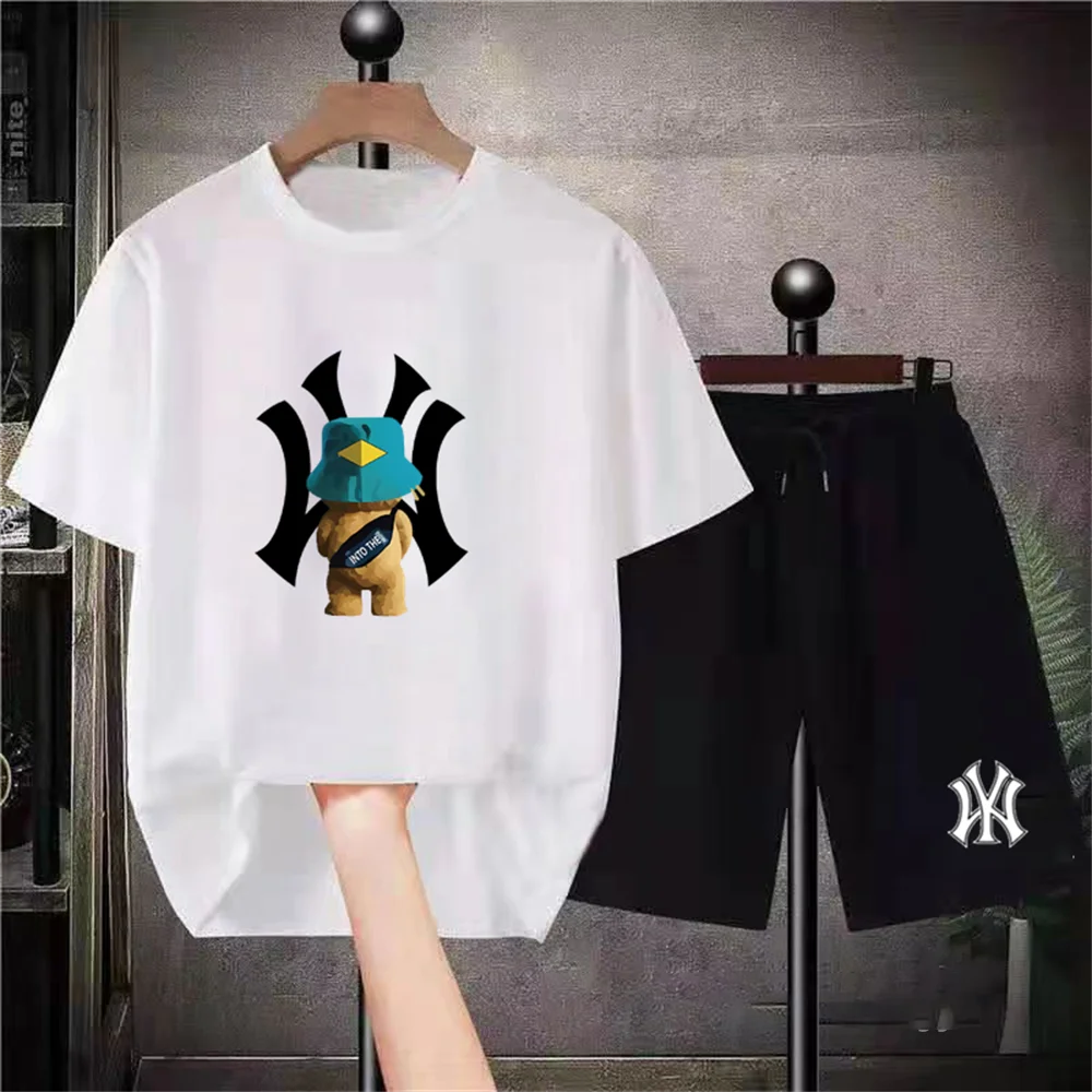 Summer Sports Suit Sportswear 2-Piece Men's Short Sleeve T-Shirt Shorts Casual Sportswear Men's Clothing Street Wear