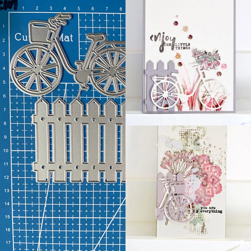 Lucky Goddess Metal Cutting Dies Bicycle & fence diy Scrapbooking Photo Album Decorative Embossing Paper Card Crafts Die