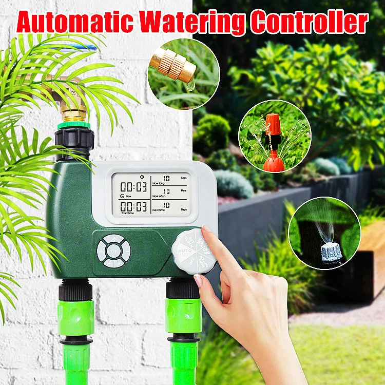 NEW Digital Hose Faucet Timer Outdoor Battery Operated Automatic Watering Sprinkler System Irrigation Controller With 2 Outlet