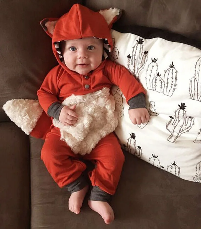 

0-18M Baby Boy Clothes Ins Hot Girls Autumn And Winter Halloween Onesie Baby Fox Romper Baby Romper Children's Clothing