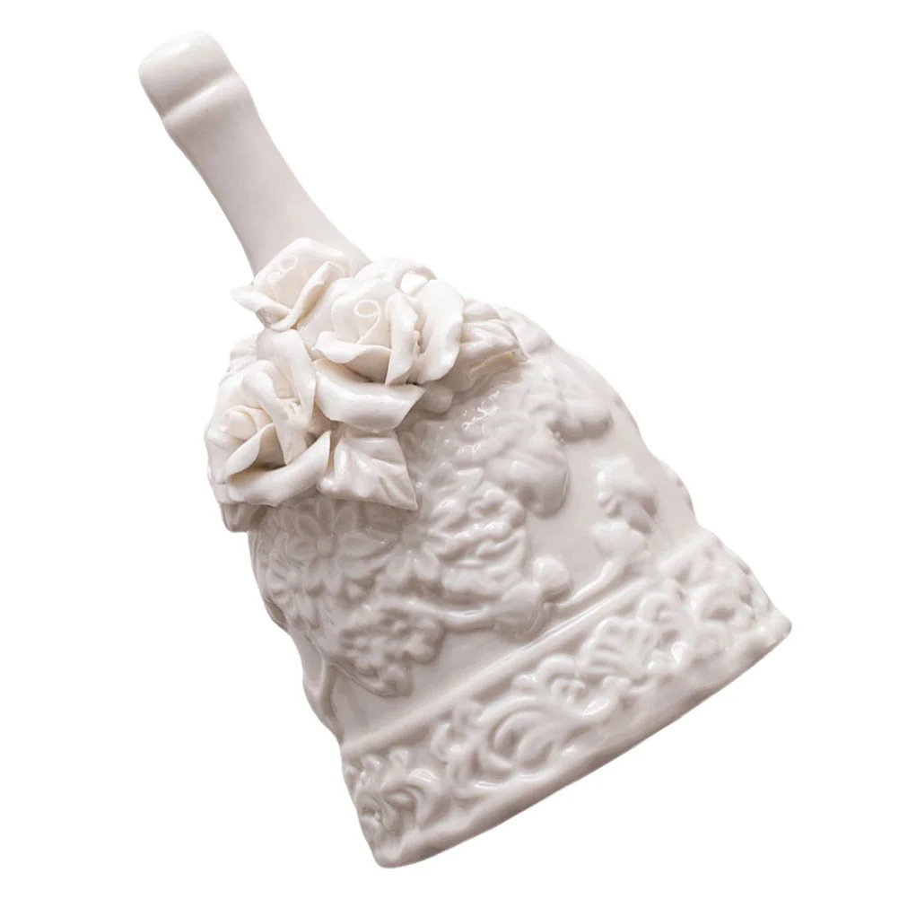 

1pc Retro Hand Bell Restaurant Service Hand Bell Desktop Adornment (White)