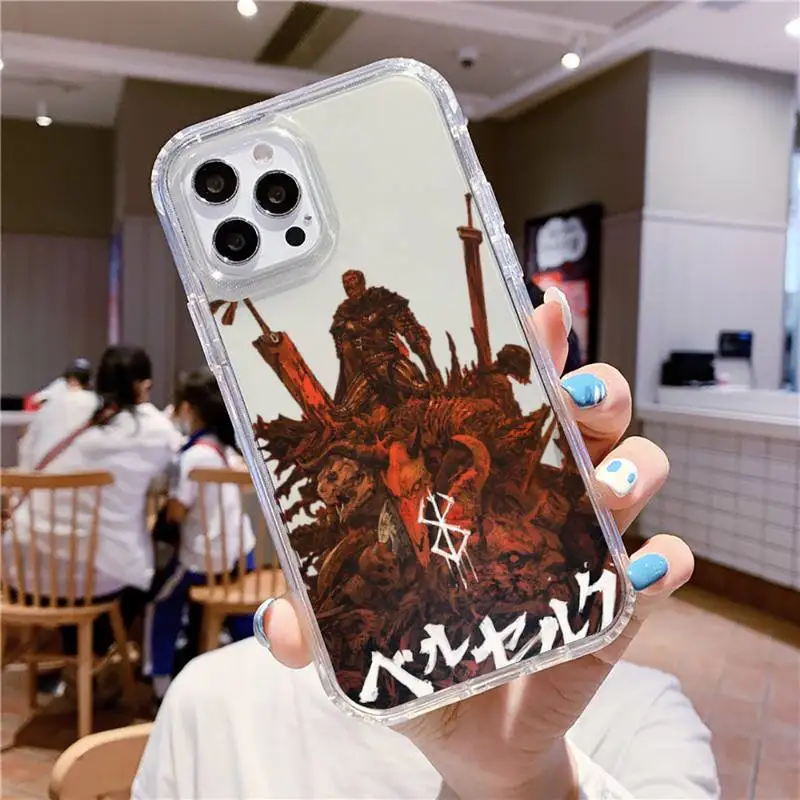 Чехол для телефона с аниме берзер iPhone 11 12 13 mini pro XS MAX 8 7 6 6S Plus X 5S SE 2020 XR прозрачный