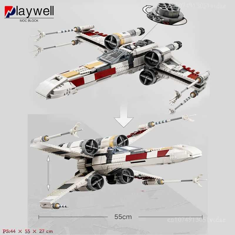 

NEW 75355 X Wing Fighter Kit bangunan klasik mainan konstruksi pesawat ruang angkasa Planefighter blok bata mainan untuk anak-a