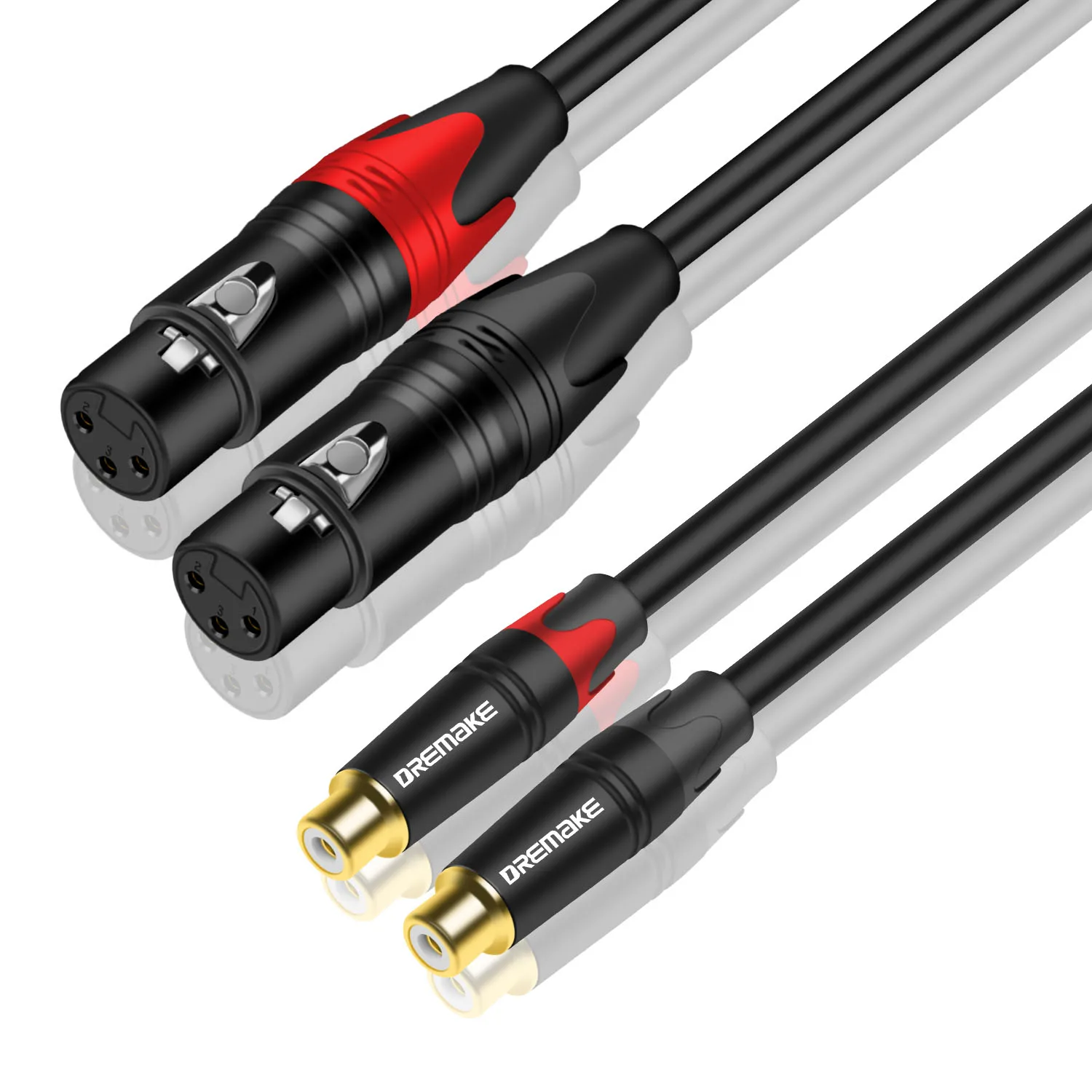 

DREMAKE Dual RCA Female to Dual XLR Female HiFi Audio Cable RCA to XLR Mic Patch Cord for Mixer Console DVD Home Stereo System