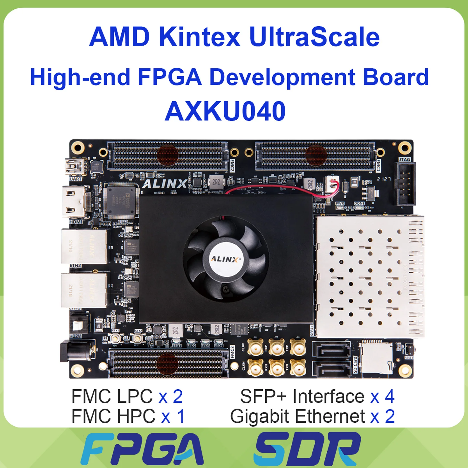 Фото Плата разработки FPGA ALINX AXKU040 с AMD Kintex UltraScale XCKU040, 4 ГБ DDR42, FMC LPC 1, FMC HPC 4, SFP+ AMD KU040 №1
