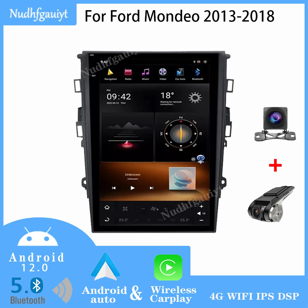 

12.1" Android 12 Tesla Style For Ford Mondeo 2013-2018 Auto Multimedia Player Auto Radio GPS Navigation 4G WIFI Stereo Video DSP