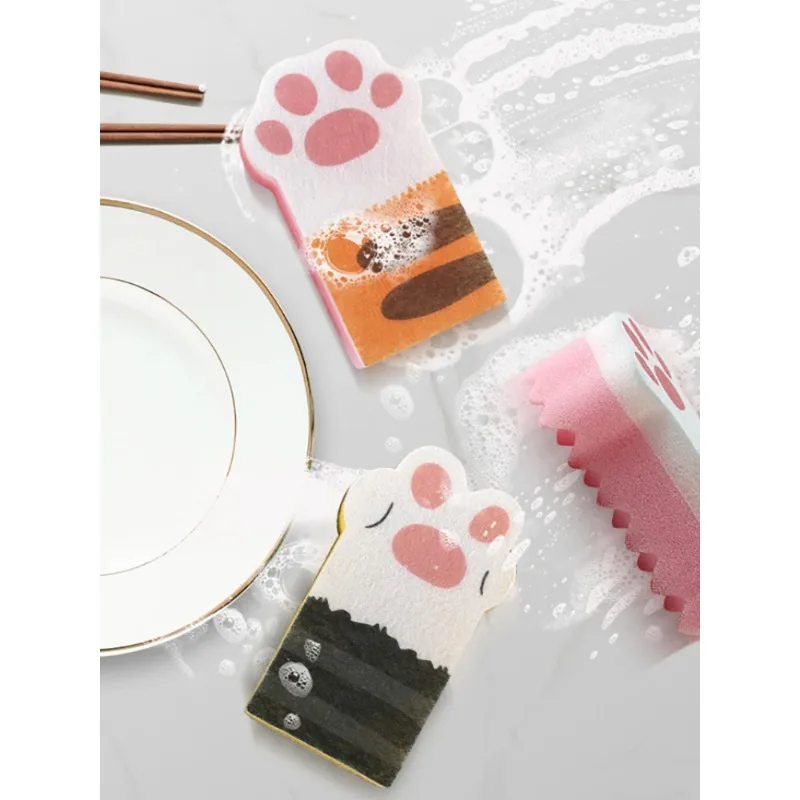 Экологичная Кухонная Губка-скраб В Форме Кошачьей Лапы Некоррозионная Подушечка