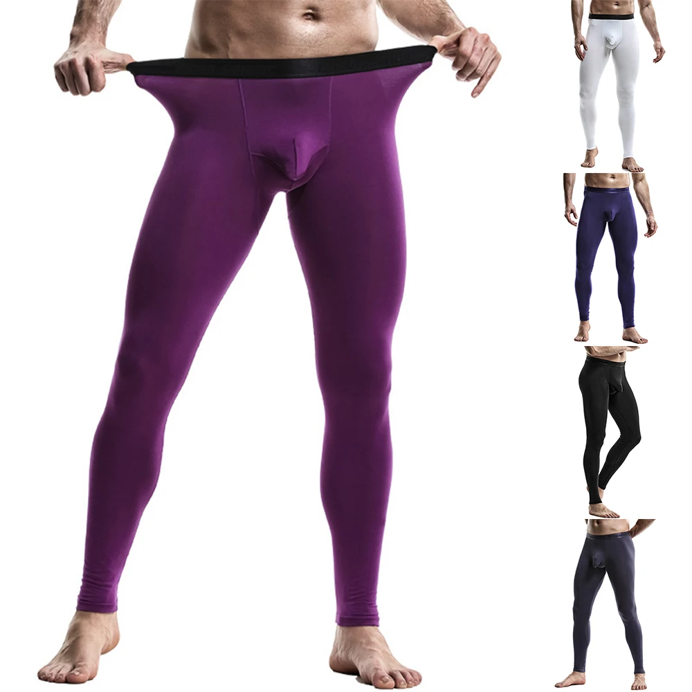 

Autumn Winter Men Thermal Underwear Elephant Nose Bulge Pouch Warm Leggings Stretchy Long John Pants Bottoms Comfortable Tights