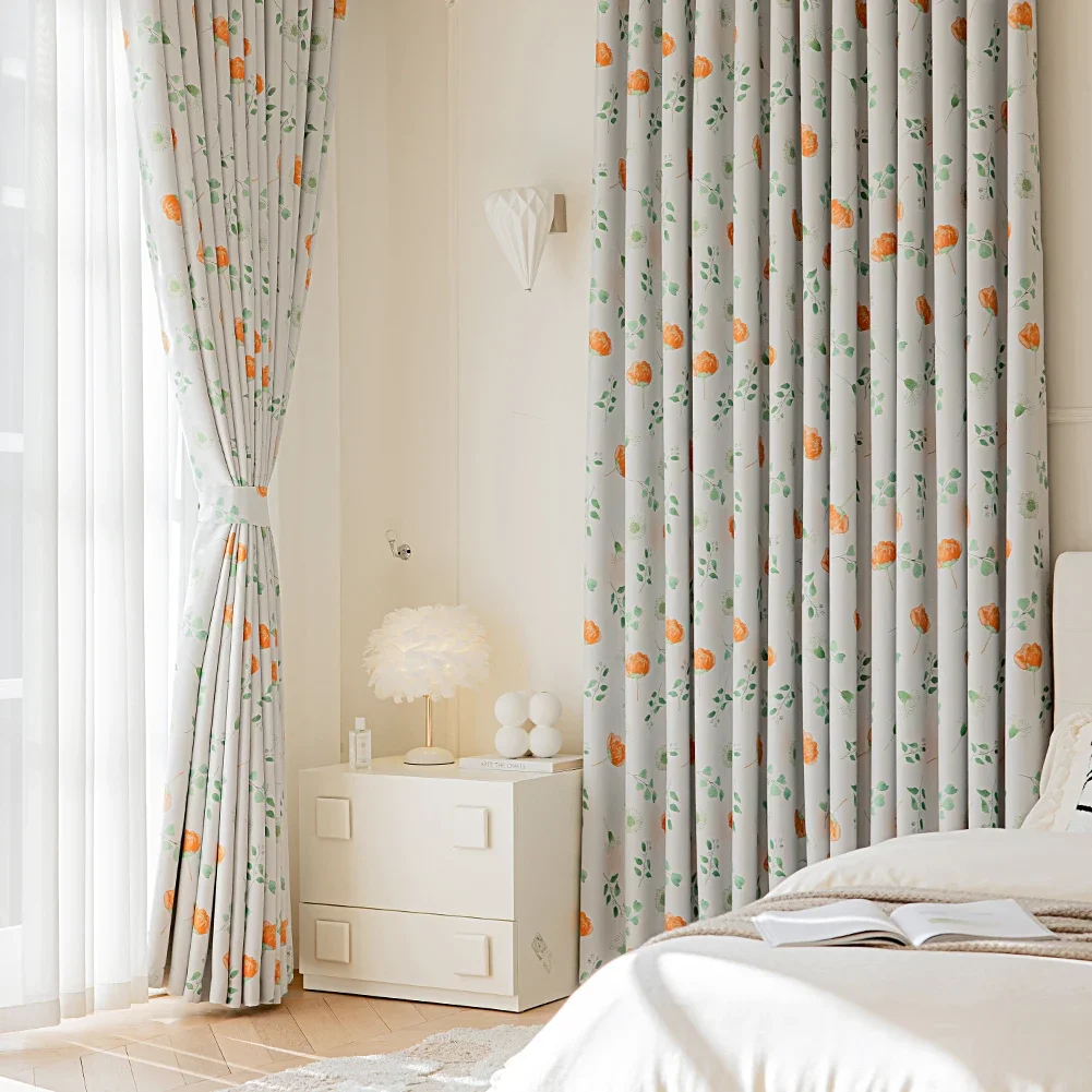 Романтические весенние шторы LEEJOOM с зелеными листьями и цветочным принтом на
