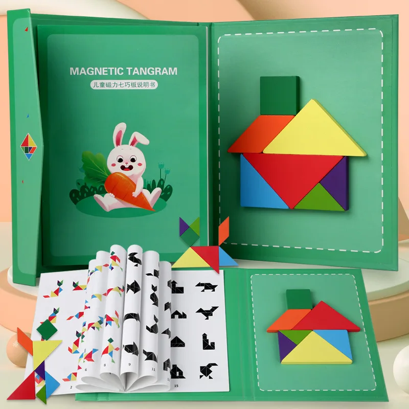 

Магнитная 3D головоломка, геометрические формы, головоломка Tangram, детские игры Монтессори, детские развивающие деревянные обучающие игрушки