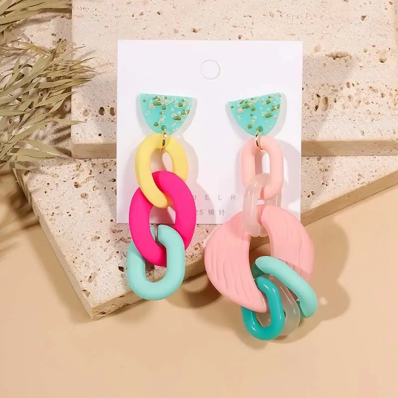 Уникальные ассиметричные серьги для женщин милые серьги-цепочки карамельных