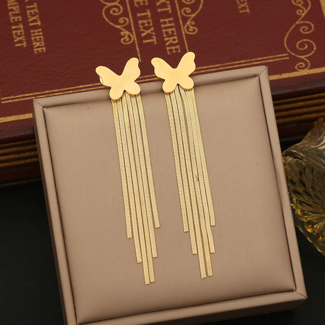 Женские серьги-бабочки в форме сердца из нержавеющей стали