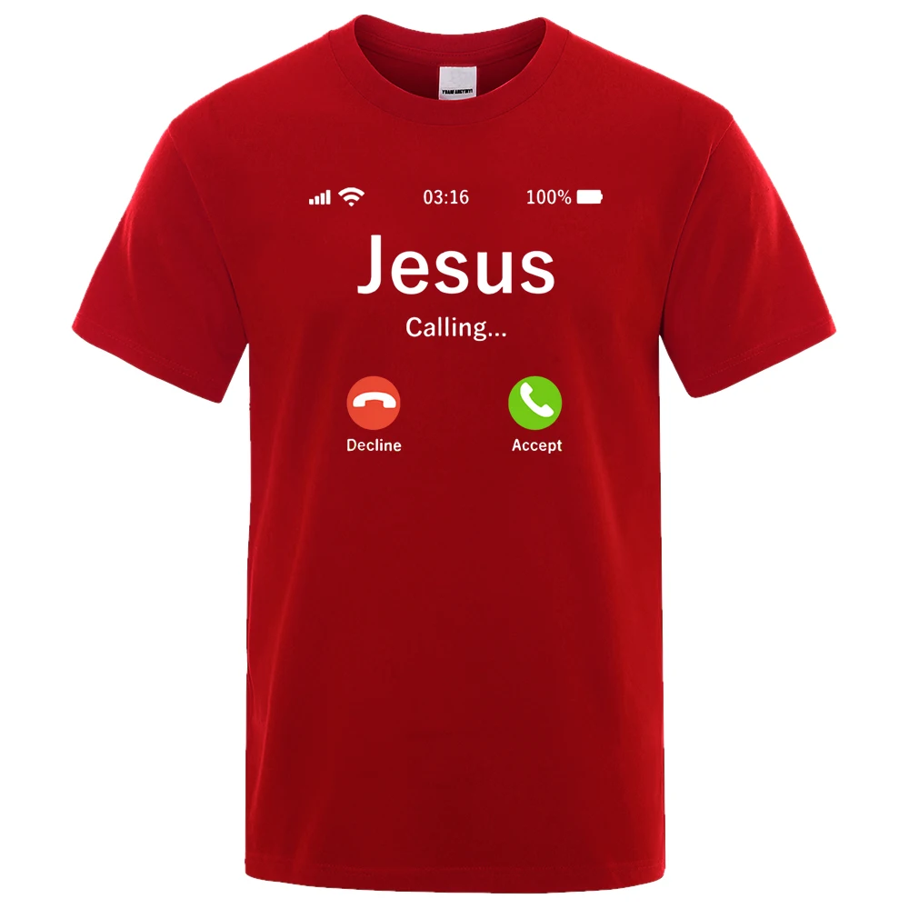 

Summer Brand Men's T-Shirts Jesus T Shirts Streetwear Funny Calling Accept Or Decline Man T-Shirt Design That Is Question Tops