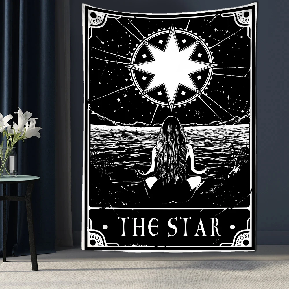 

Карта Tarot психоделический гобелен настенная астрологическая гадания Witchcraft комната покрывало для декора Обложка Солнце Луна Настенный деко...
