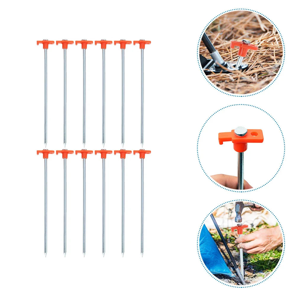 

12Pcs Tent Ground Pegs Awning Rock Peg Tent Fixing Stakes Ground Stake for Tent Hiking Tent