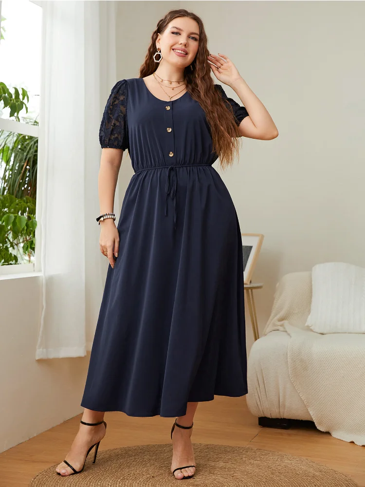 Plus size women summer new explosion solid color loose dress plus size women clothing  robe longue rose grandes tailles