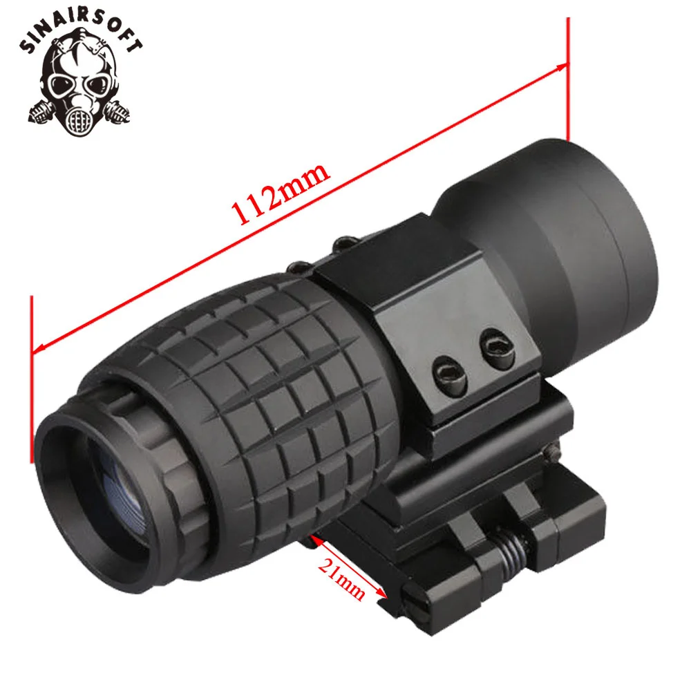 sinarsoft optica vista 3x lupa escopo caca compacto riflescope viseiras com flip 03