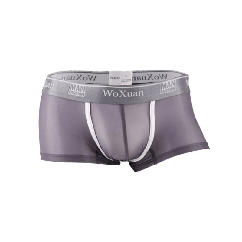 5PCS Men Sexy Ice Silk Seamless Boxer Pouch Sleepwear Breathable Underwear Pants Shorts Comfortable Bulge Panties Underpants