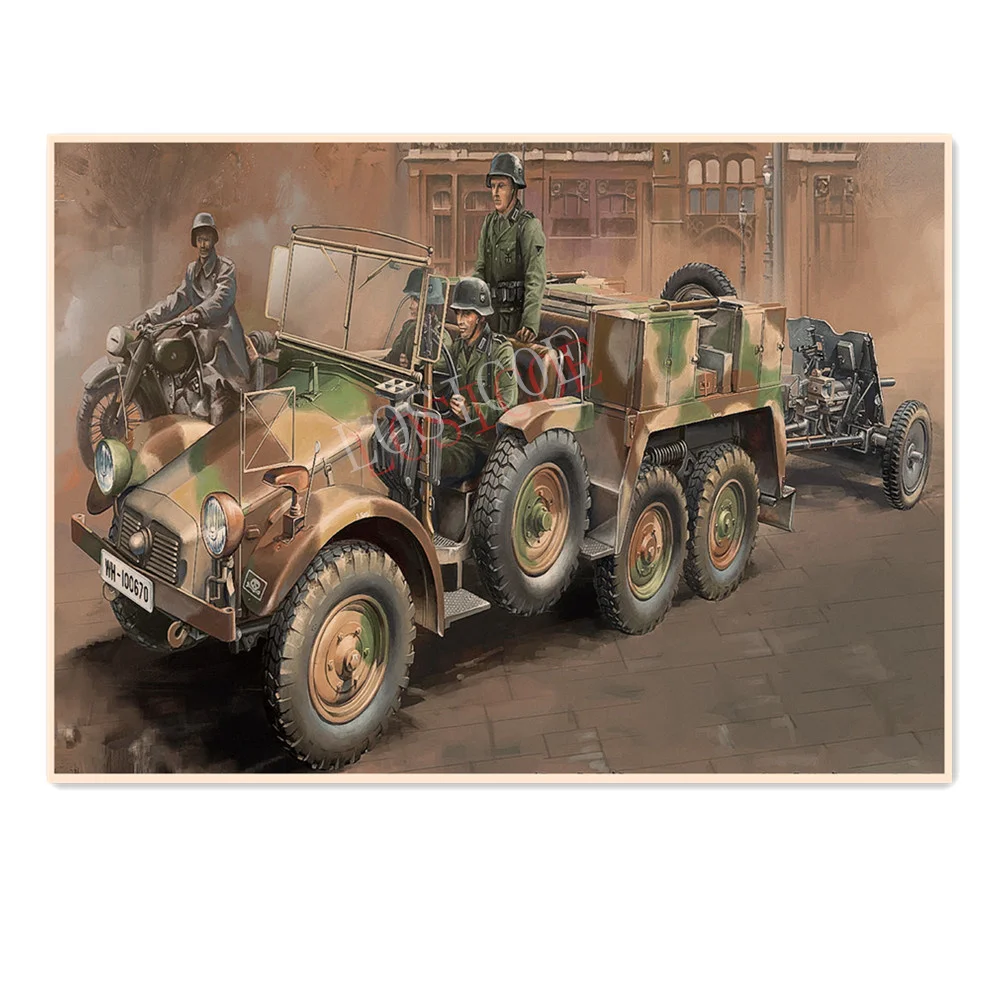 

GER Wehrmacht Panzer Retro WW II Armoring Weapon War Military Poster Wall Stickers Vintage Kraft Wall Print Painting Home Decor