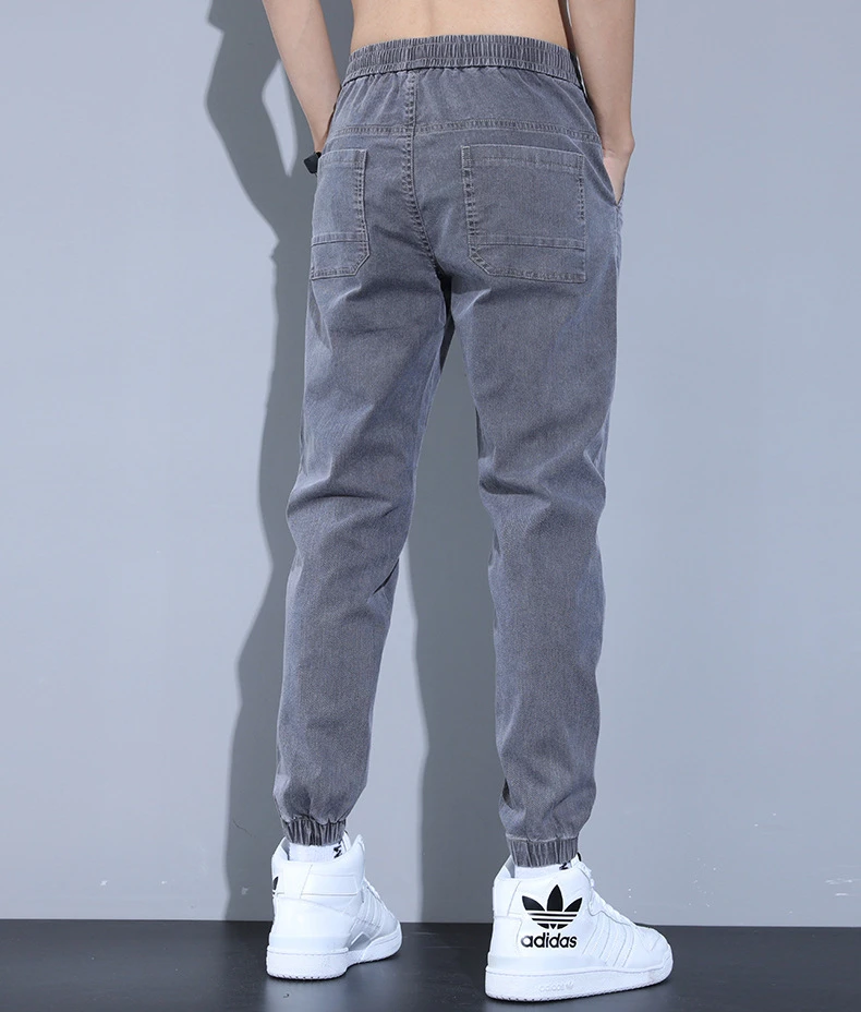 Harlan pants Casual  thin jeans men loose jogger ankle-tied pants men summer Elastic Waist  Youthful streetwear Spring Autumn