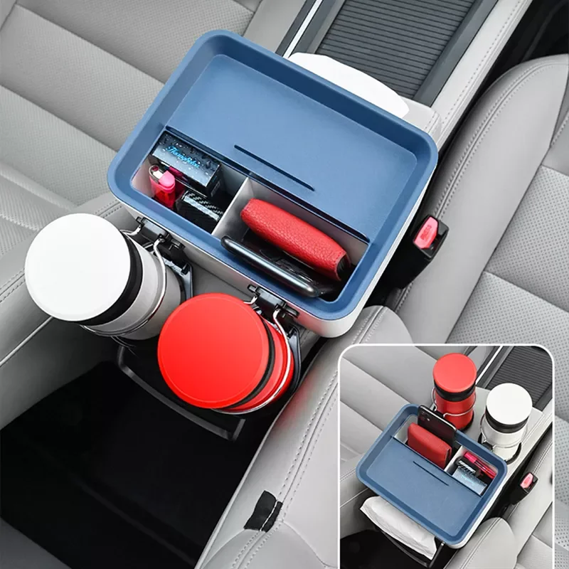

Multifunctional Car Organizer Center Console Storage Box with Lid Tissue Holder Cup Holder for Back Row Car Interior Accessories