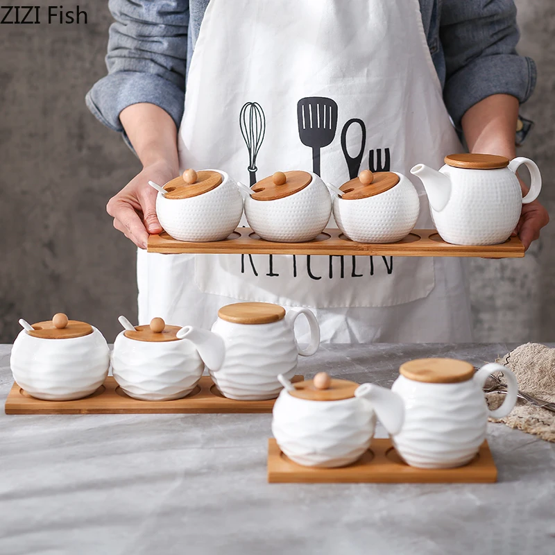 

Набор сахарный уксус, японская Бытовая солевая кастрюля, столовая приправа для ресторана в керамической коробке, кастрюля для приправ на основе Чили, приправа для масла